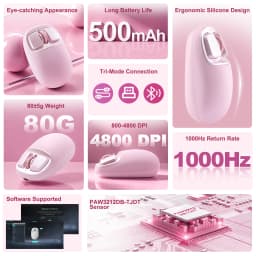 YUNZll C1 Silicone Wireless Mouse, Tri-Mode Bluetooth Mouse, Optical Tracking,Customize Mice for Laptop, Computer, iPad, MacBook