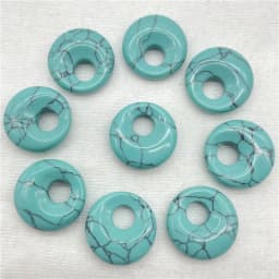 18mm Natural Gem Stone Quartz Crystal Amethyst Donut Charm Beads Pendant For Diy Jewelry Making Necklace Accessories 10pcs