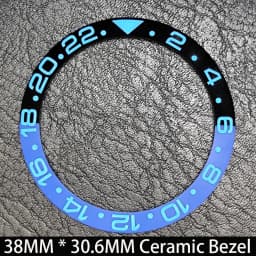 Sloping 38mm * 30.6mm Ceramic/Aluminum Blue Luminous Bezel GMT and Diving Watch Insert Fit for 40mm Watch Case Replacement Watch