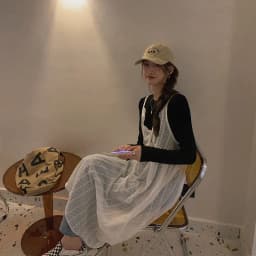 Sweet Forest Sle Lace Strap Dr V-ne Mid-length Skirt Single Piece S Summer 202 No-sve Women's Faion Dr