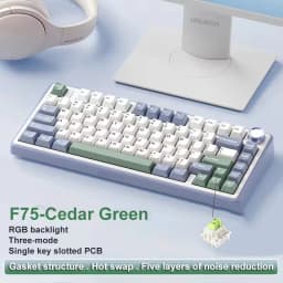 AULA F75 Gaming Mechanical Keyboard RGB Customized 75% Layout Side-engraving Gasket Mounted 80keys PBT Gradient Keycaps Keyboard