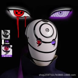Naruto Anime Helmet mask eyes shining Cosplay Uchiha Obito Shine Mask Akatsuki Sharingan Cartoon Shine Highly Imitative toy Mask