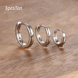 3 PCS/Set Simple Stainless Steel Crystal Small Hoop Earring Women Tiny Gold Color Cartilage Piercing Earring Minimalism Jewelry