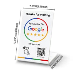 NFC Stand 215 Programmable QR Code TAP Google Review Acrylic Stickers Card NFC Station Table 13.56Mhz Waterproof NFC Review Card