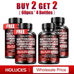 Nattokinase Capsules, with Serrapeptase, Lumbrokinase, Support Inflammation Reduction, Digestion & Circulation for Daily Use