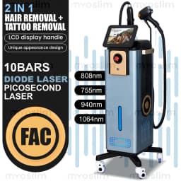 Diode Hair Removal 4 Wavelengths Pico Tattoo Removal Machine 755nm FAC Collimation Ice Cooling System Foldable Touch