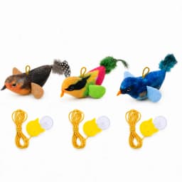Interactive Hanging Cat Toy Bird Teaser with Elastic Rope Sound Catnip Indoor Wall-Mounted Toy for Cats Kittens Chasing Play
