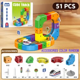 Children DIY Building Blocks Educational Toy Magnetic Rail Car Cube Toys Magical Track Train Construction Kids Christmas Gifts