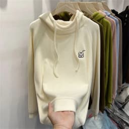 Women's Loose Fit Hoodie Korean Sle Embroidered Dstring Fce Lined Sweatirt Autumn Winter New Arrival
