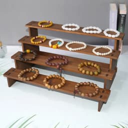 Retro Ladder Frame Solid Wood Bracelet Shelf Figure Buddha Display Ornament Headgear Storage Bracelet Display Stand
