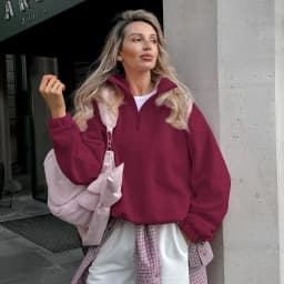 Loose Fit Pullover Hoodie Mid Length Commuter with Regular Sleeve Long Sleeve Notched Collar Elegant Colorblock Women Sweatshirt