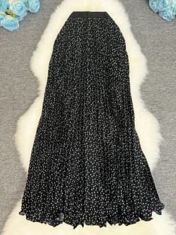 Polka Dot Print High Elegant A-line Pleated Long Skirt For Women 2025 Spring autumn Office Lady Casual Leopard Skirts