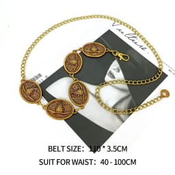 Vintage Silver Chain Belt Sun Bull Coins Female Waist Y2K Dress Waistband Designer Belts For Women High Quality Punk Corset