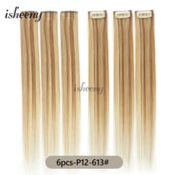 Isheeny 6PCS Mini Clip in Human Hair Pad 1Clip On Machine Weft Hair Extensions 12'-16' 30g/Pack Natural Straight Clip Hair Piece