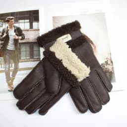 New men's sheepskin fur gloves thickened wool lining warm and cold resistant winter gloves leather