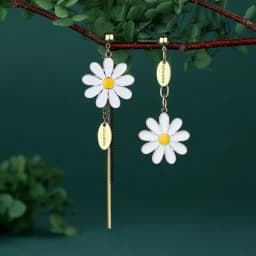 Exquisite Pearl Moon Asymmetric Water Drop Earrings For Women Korean Fashion Butterfly Flower Zircon Earring Wedding Jewelry