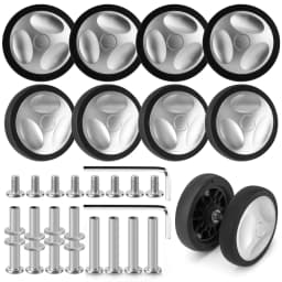 8Pcs 60mm Universal Silent Luggage Wheels Replacement, Silver Rubber Suitcase Caster Repair Kit with Screws for Travel Trolley