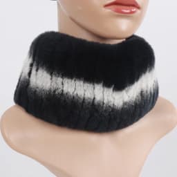 Women's Winter Warm Genuine Fur Hat Scarf Set Real Rex Rabbit Fur Cap with Silver Fox Scarves 2-Piece Natural Fashion Accessory