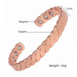Twist Pattern Copper Magnetic Bracelet for Women, Bio Magnetic Therapy Anti Arthritis Pain Relief Adjustable Health Jewelry Gift