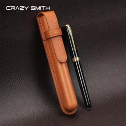 CRAZYSMITH Handmade Genuine Leather Fountain Pen Case, Full Grain Cowhide Pen Sleeve Holder, Protective Pen Pouch, Luxury Gifts