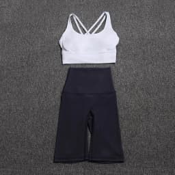Nylon Yoga Set Gym Two Piece Sets Womens Bra Top Women Cycling Shorts Sport Fitness Sportswear 45 Colors Womens Clothing