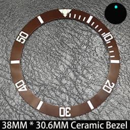 Sloping 38mm * 30.6mm Ceramic/Aluminum Blue Luminous Bezel GMT and Diving Watch Insert Fit for 40mm Watch Case Replacement Watch