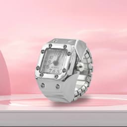 Creative Alloy Shell New Hot Selling Compact Finger Square Arabic Numeral Scale Dial Couple Men's And Women's Ring Watch