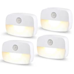 Stick on PIR Motion Sensor LED Night Light Battery Operated Nightlight for Bathroom Hallway Stairs Closet Cabinet Bedroom Decor