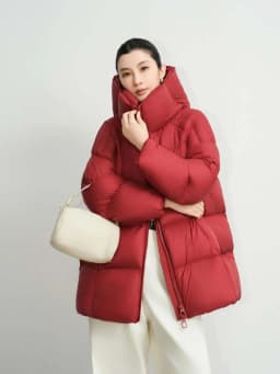 Luxury Oversize thickened warm down jacket for women 2026 Winter High quality Long sleeve puffer coat Black Red INKEO DJ728
