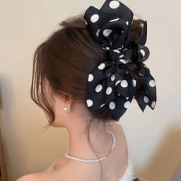 Gentle French polka dot big bow grab clip women's back of the head new high-end hairpin headpiece