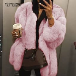 2026 Winter Plus Size Faux Fur Long Coat Women Elegant Long Sleeve Fluffy Cardigan Jacket Ladies Large Thick Warm Furry Outwear