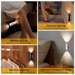 Human Body Sensor LED Night Light Double-head 3 Colors Wall Lamp Rechargeable Magnetic Ambient Light for Stairs Corridor Bedroom