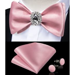Classic White Selr-tie Bowtie with Ring Pocket Square Cufflinks Set Fashion Solid Men's Bow Tie for Wedding Groom Business Knots