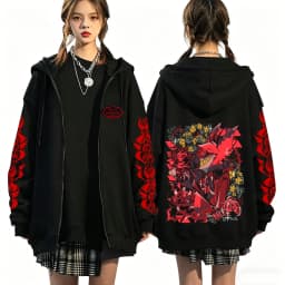 Hazbin Hotel 2026 New Anime 2D Print Hoodie Fun Style Men's and Women's Zip-up Sweatshirt