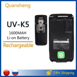 Quansheng UV-K5 Battery UV-K6 UV-K5(8) UV-K58 Walkie Talkie Original BPK5 Li-ion DC 7.2V 1600mAh Rechargeable Battery Belt Clip