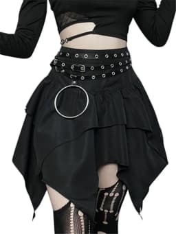 Gothic Punk Irregular Skirts New Sexy Women Solid Color Drawstring Tie-Up Ruched Ruffles Mini Skirt Summer Fashion Short Skirts