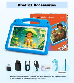 ANRY 2025 Kids Tablet PC Android 15 10.1 Inch 8GB(4+4Expand) RAM 64GB ROM Tab WIFI Dual Camera Tablets With EVA Protective Cover