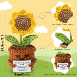 Positive Crochet Handmade Amigurumi Doll Emotional Support Pocket Hug Knit Plant Flower Encouragement Gift for Friends Coworker