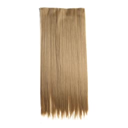 24Inch Synthetic Long Straight 5 Clips One Piece Invisible Hair Extensions Black Brown Hairpiece for Women