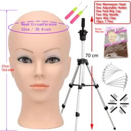 New Mannequin Head Wig Stand With Adjustable Wig Tripod Stand Holder For Wigs Making Display With T Pins /Wig Cap For Free Gift
