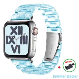 Link bracelet for apple watch band ultra 2 49mm 41mm 45mm 44/40/42/38mm glacier Transparent strap iwatch series 9 8 7 6 5 4 3 SE
