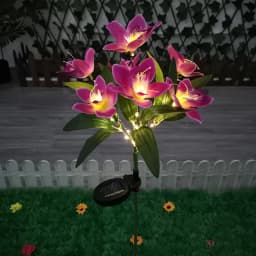 7-head Solar Orchid Lawn Lamp, Artificial Flower Lights for Patio Garden Christmas Wedding Decoration LED Solar Ground Lights