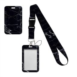 Simple Marble Heart Rainbow Card Holder with Buckle Lovely Hanging Rope ID Pass Hang Accessories Holder Lanyard Passr Case
