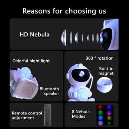 Astronaut LED Night Light Galaxy Star Projector Bluetooth Speaker Remote Control Timer 360° Adjustable Angle for Bedroom Decor
