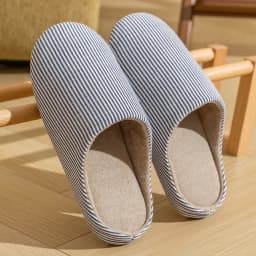 Simple Striped Home Slippers Men's Spring and Autumn Indoor Wooden Floor Bedroom Silent Comfortable Japanese Style Home Shoes