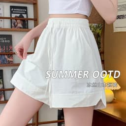 Women's Solid High Waist Casual Shorts Summer Lightweight Breathable Versatile Shorts Woman Loose Fit Wide Leg Drawstring Shorts