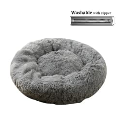 Washable Soft Long Plush Dog Bed with Zipper Cat Bed Small Medium Large Dog Round Thickened Kennel Cat Bed Blanket Couch for Dog