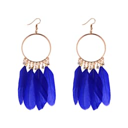 Round Retro Women's Dream Catcher Handmade Long Tassel Feather Earrings Female Leaves Pendant Earring Kolczyki Boho Jewelry