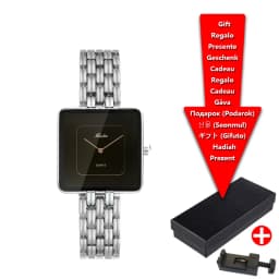 Hot Trend Watch with Simple Large Dial, Gold Black Square Quartz for Women and Men, Steel Strap, Waterproof for Women and Clock