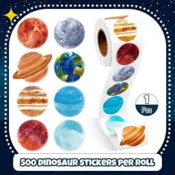500Pcs /1 Rolls 2.5cm/1inch Cartoon Starry Sky Planet Circle Sticker Decoration Gift Box Sticker Label Stationery Sticker